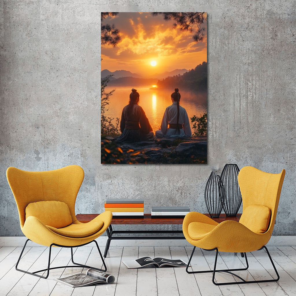 Two souls in the embrace of the sunset