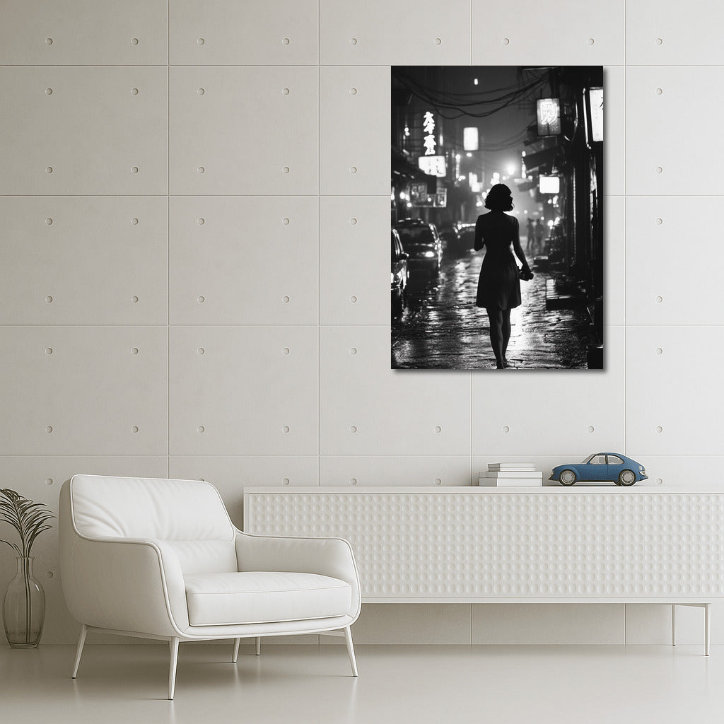 Silhouette in the Dance of Night Lights