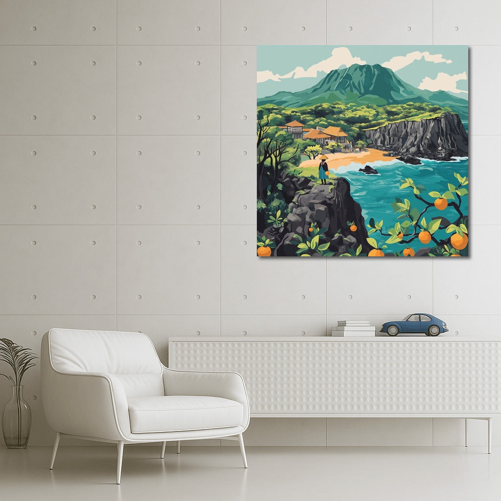 Citrus Sunset over the Mountain Ocean