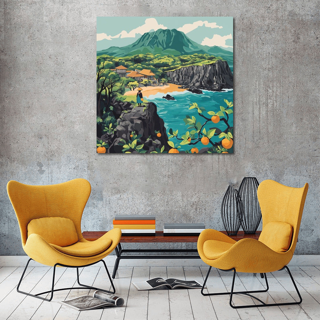 Citrus Sunset over the Mountain Ocean