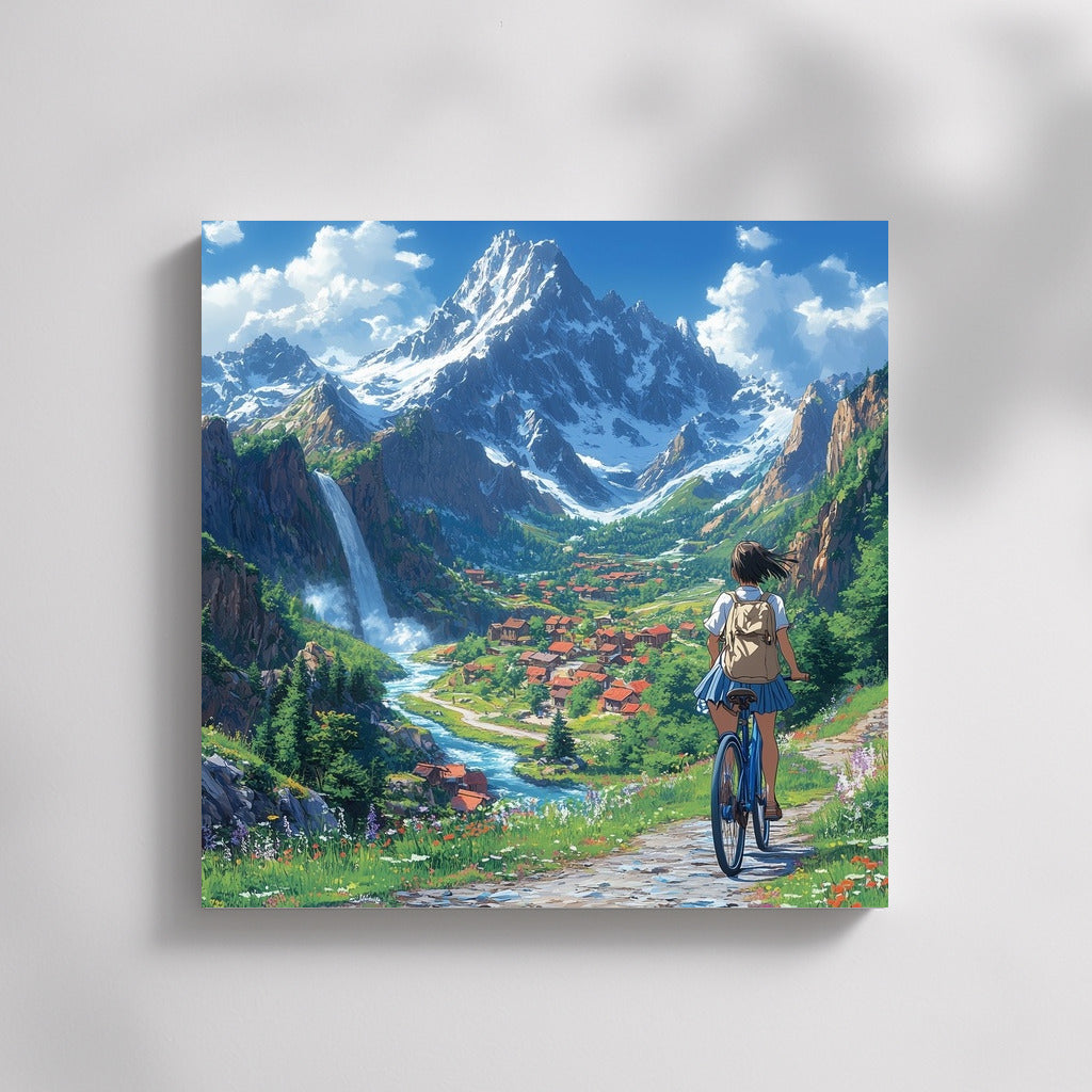 Cyclist in the Embrace of the Alps