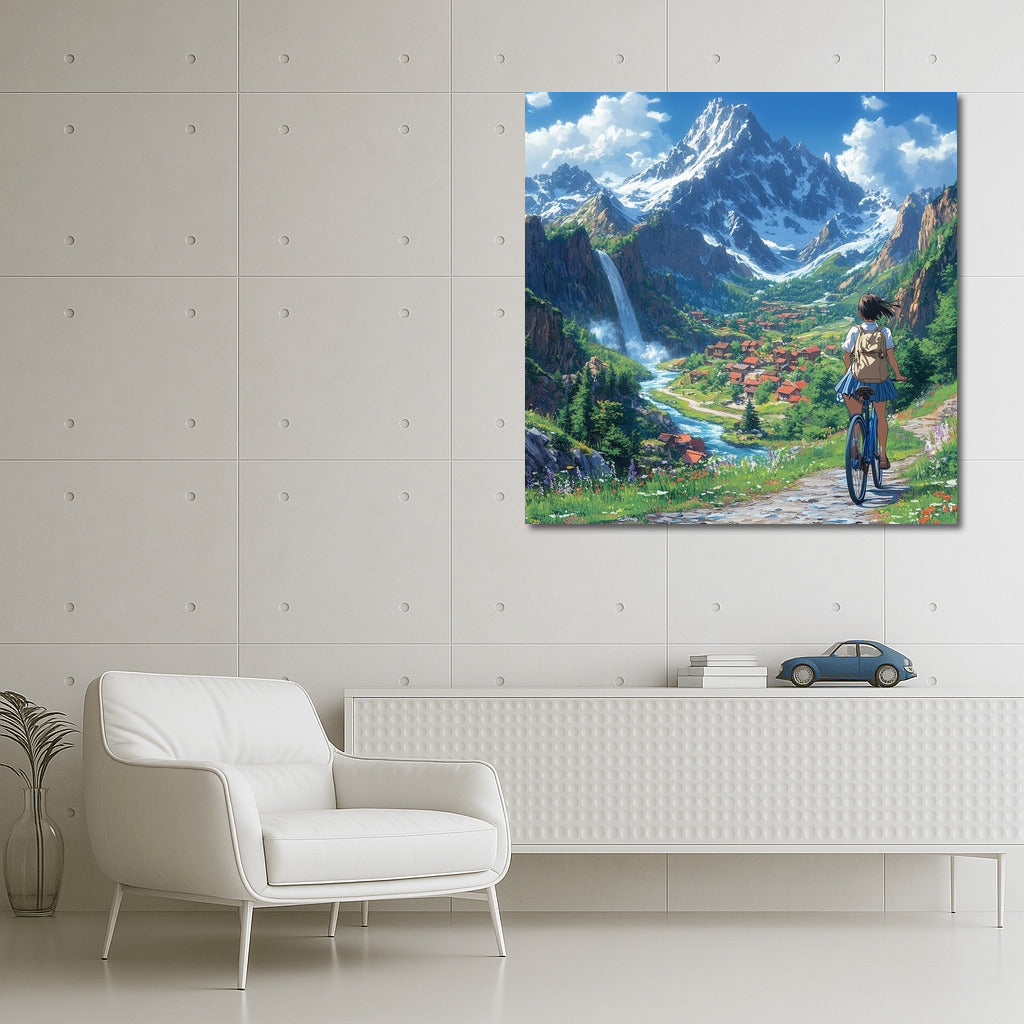 Cyclist in the Embrace of the Alps