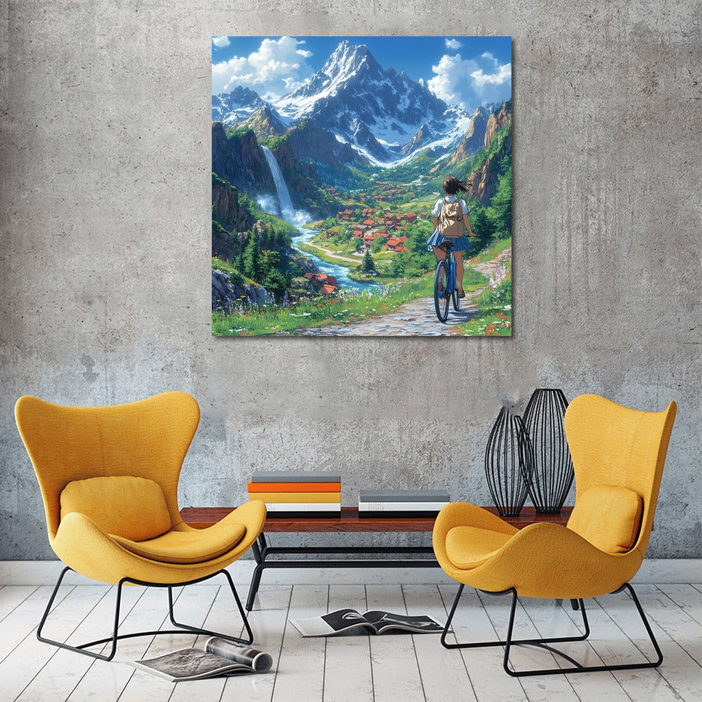 Cyclist in the Embrace of the Alps