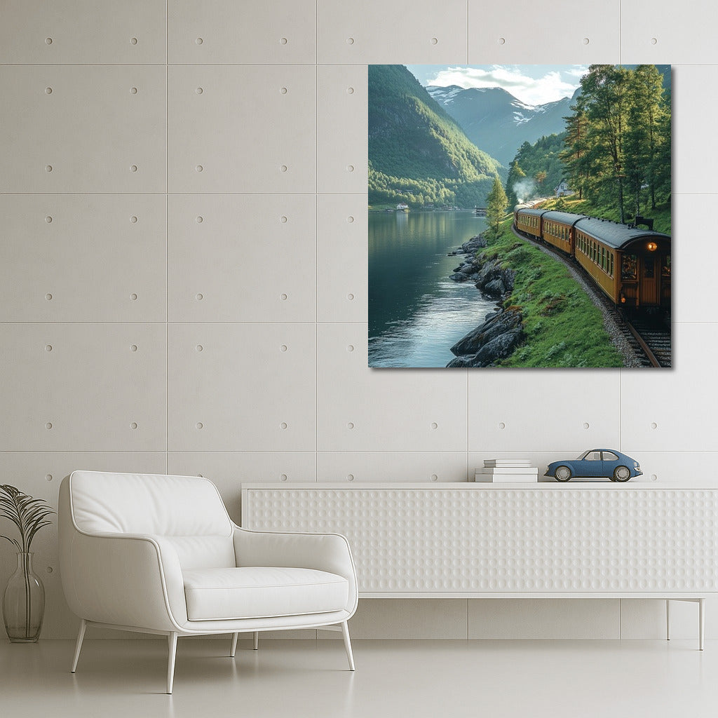 Mirror Voyage: Train at the Foot of the Emerald Mountains