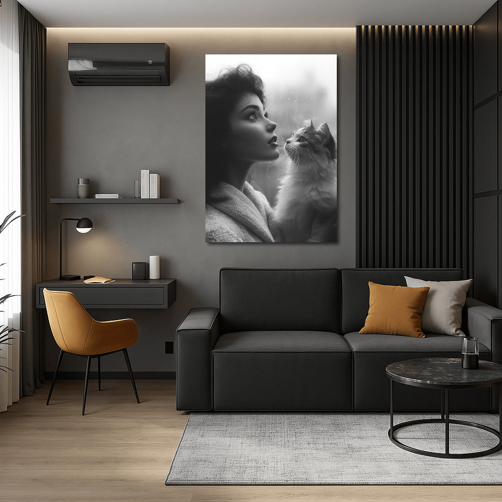 Secrets of a Rainy Evening: A Figure and a Cat