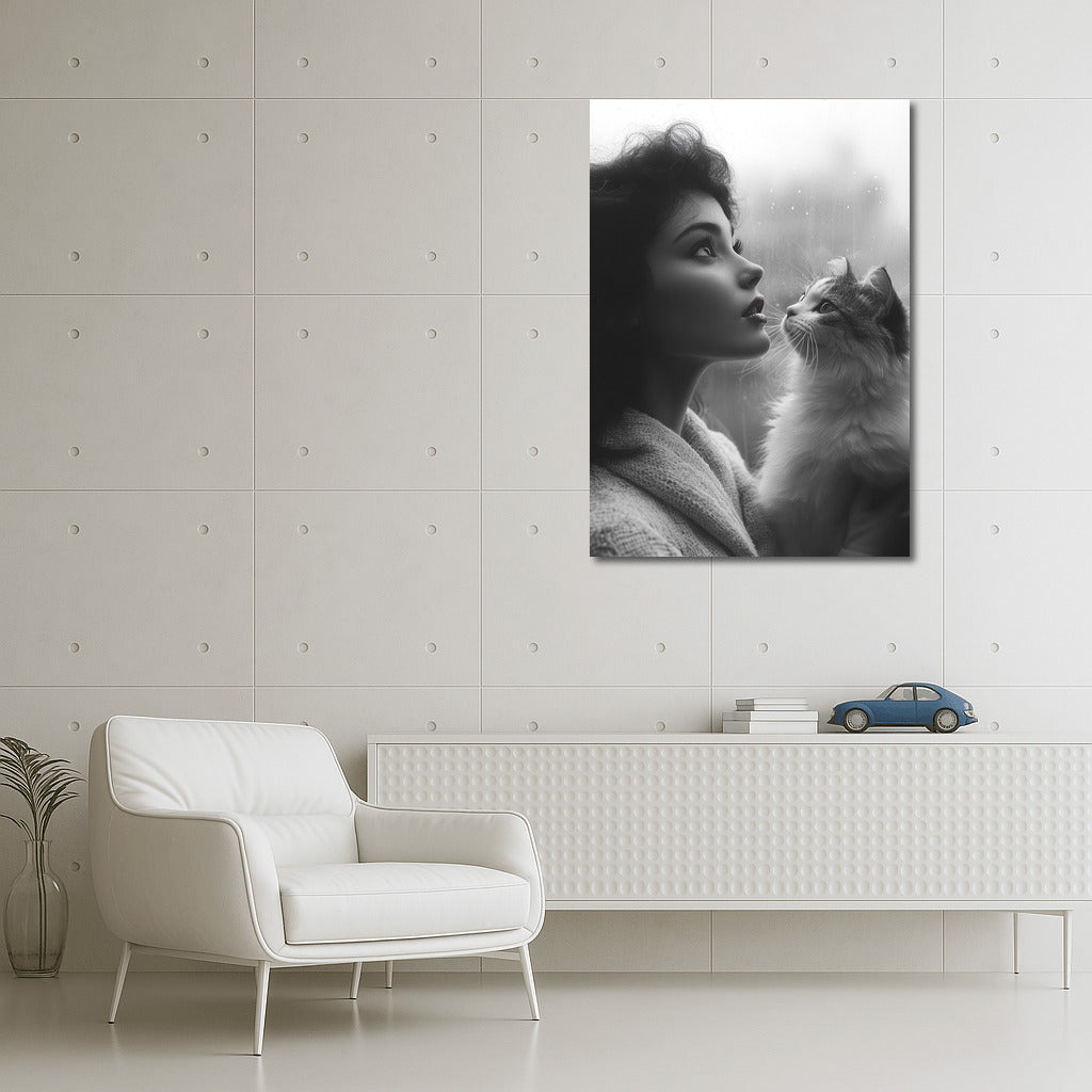 Secrets of a Rainy Evening: A Figure and a Cat