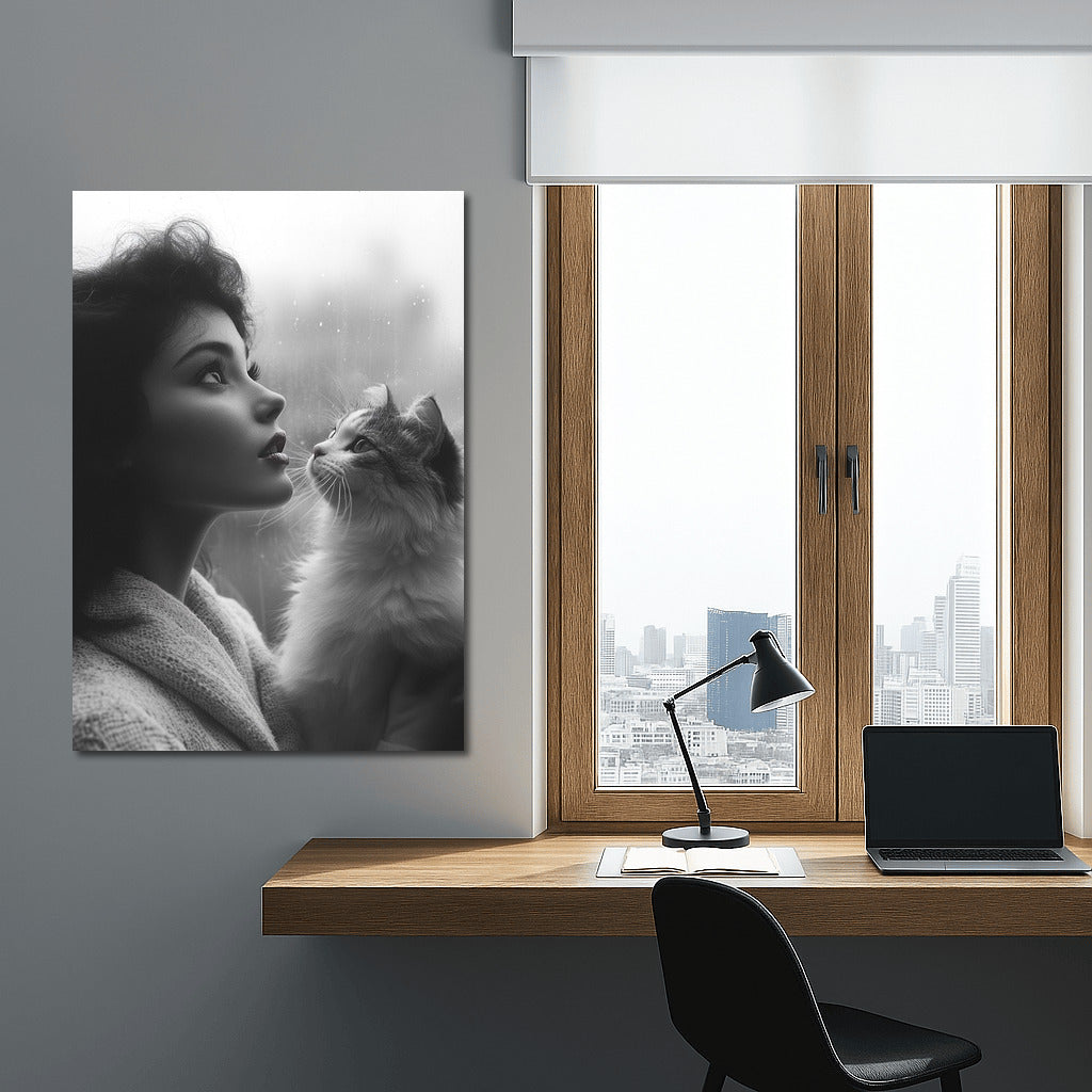 Secrets of a Rainy Evening: A Figure and a Cat