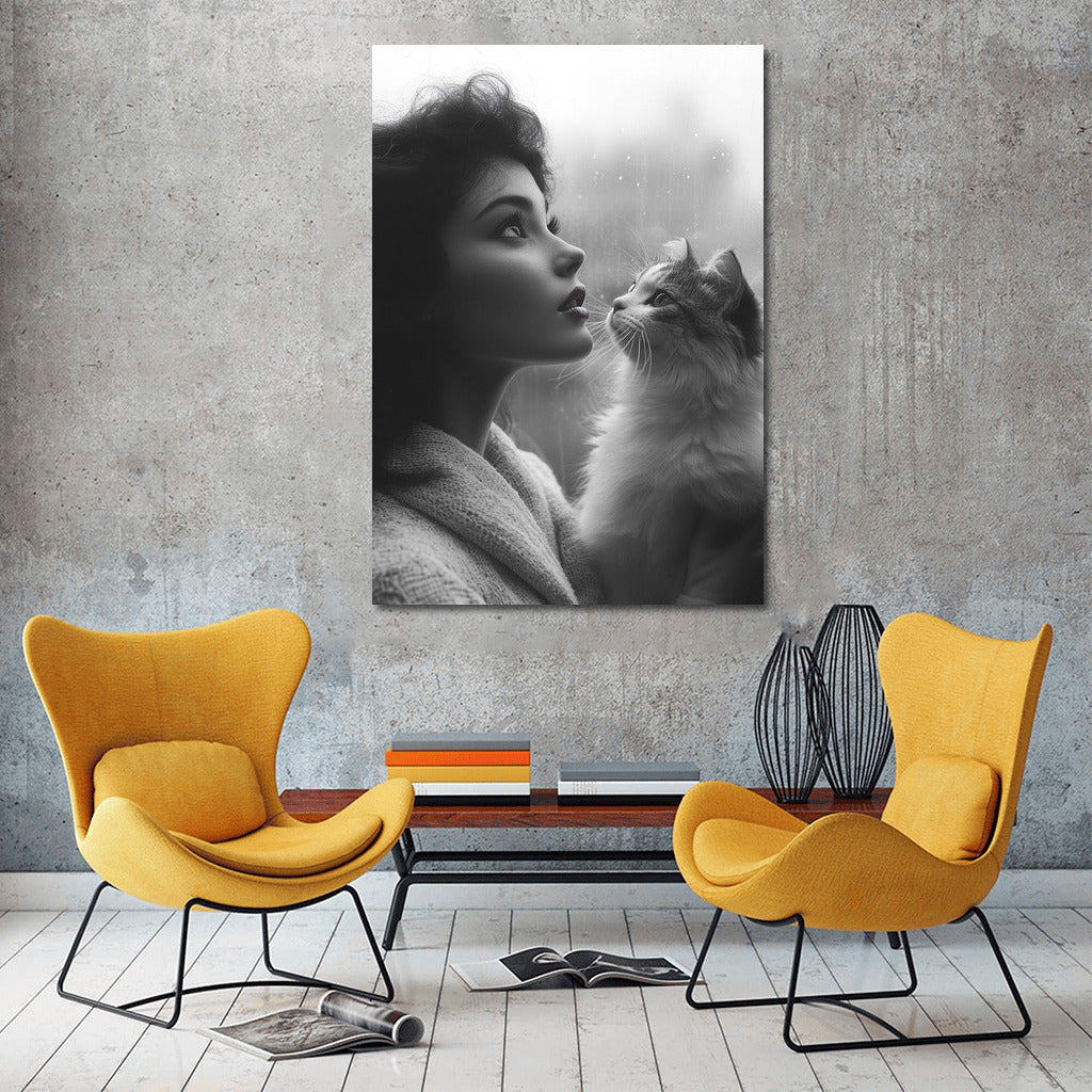 Secrets of a Rainy Evening: A Figure and a Cat