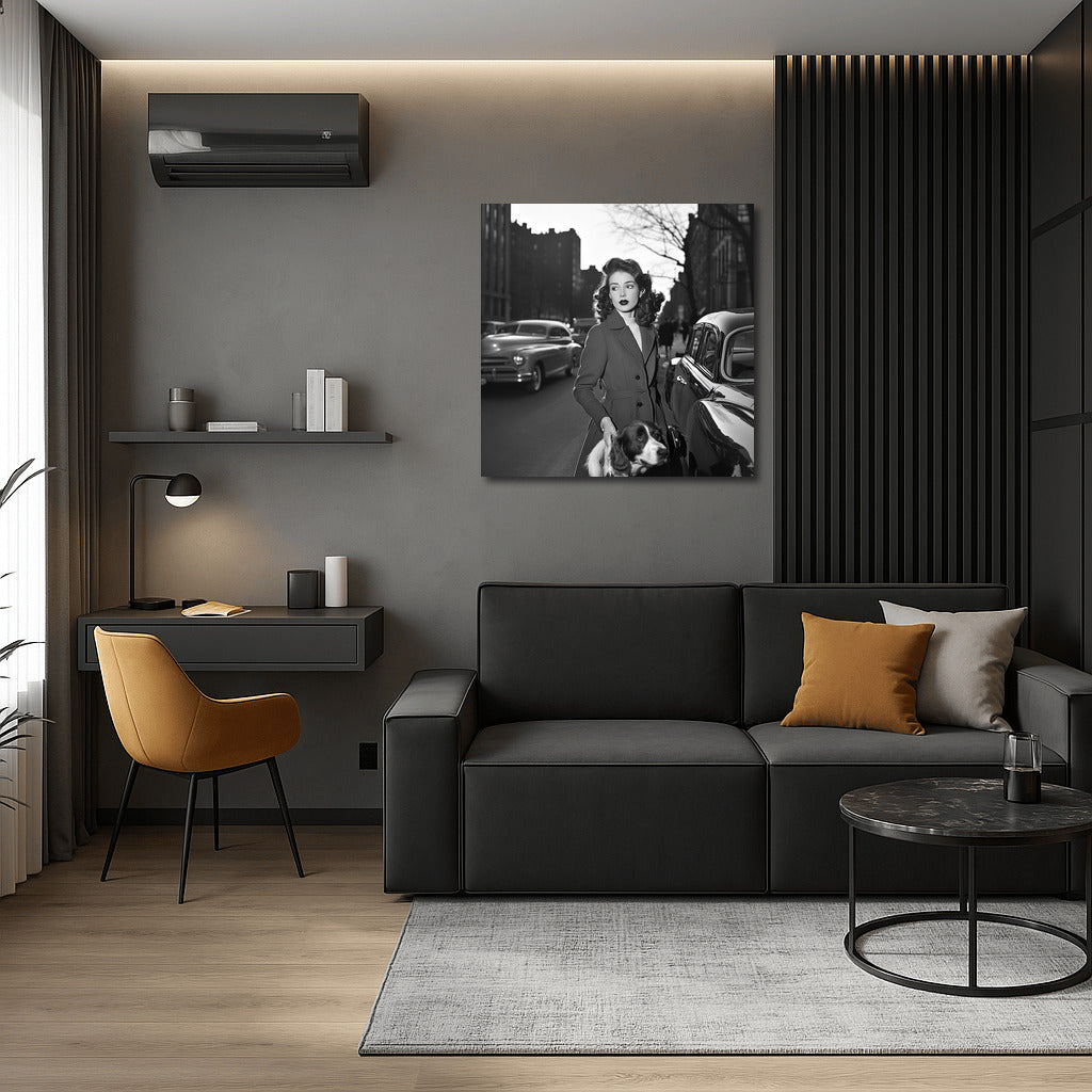 Retro promenade in city lights