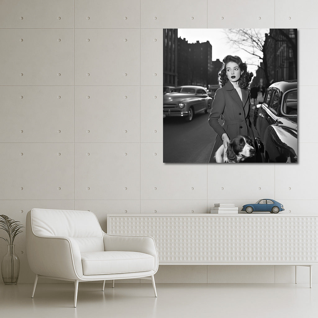 Retro promenade in city lights