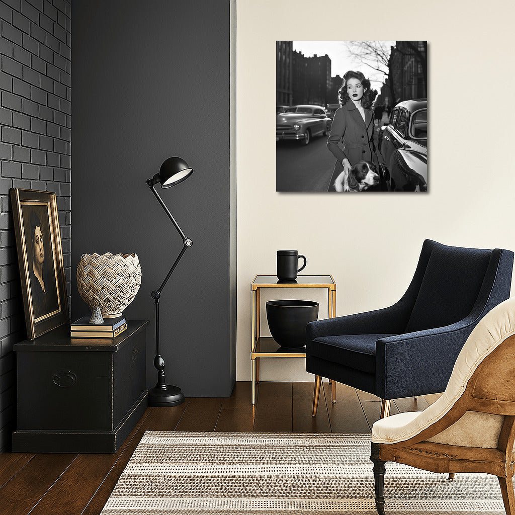 Retro promenade in city lights