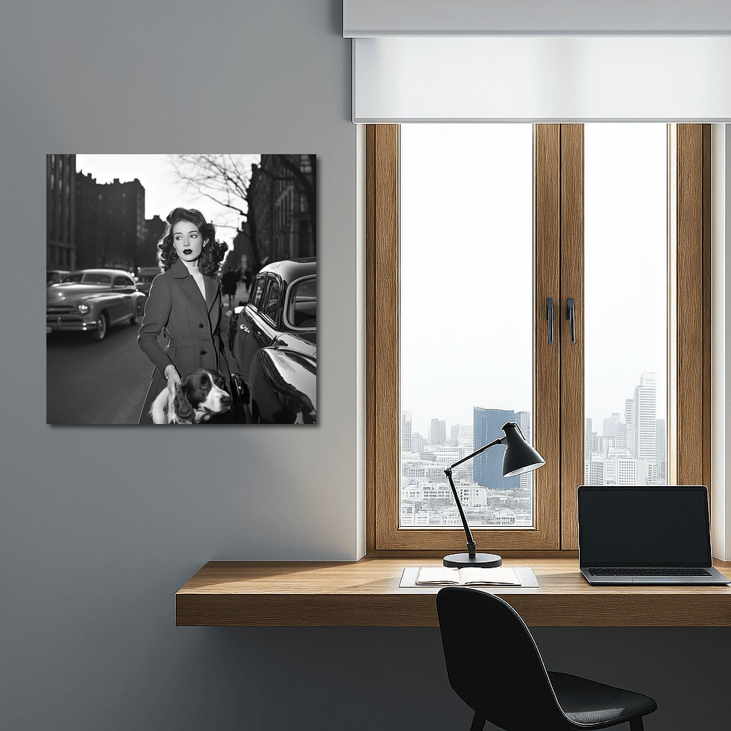 Retro promenade in city lights