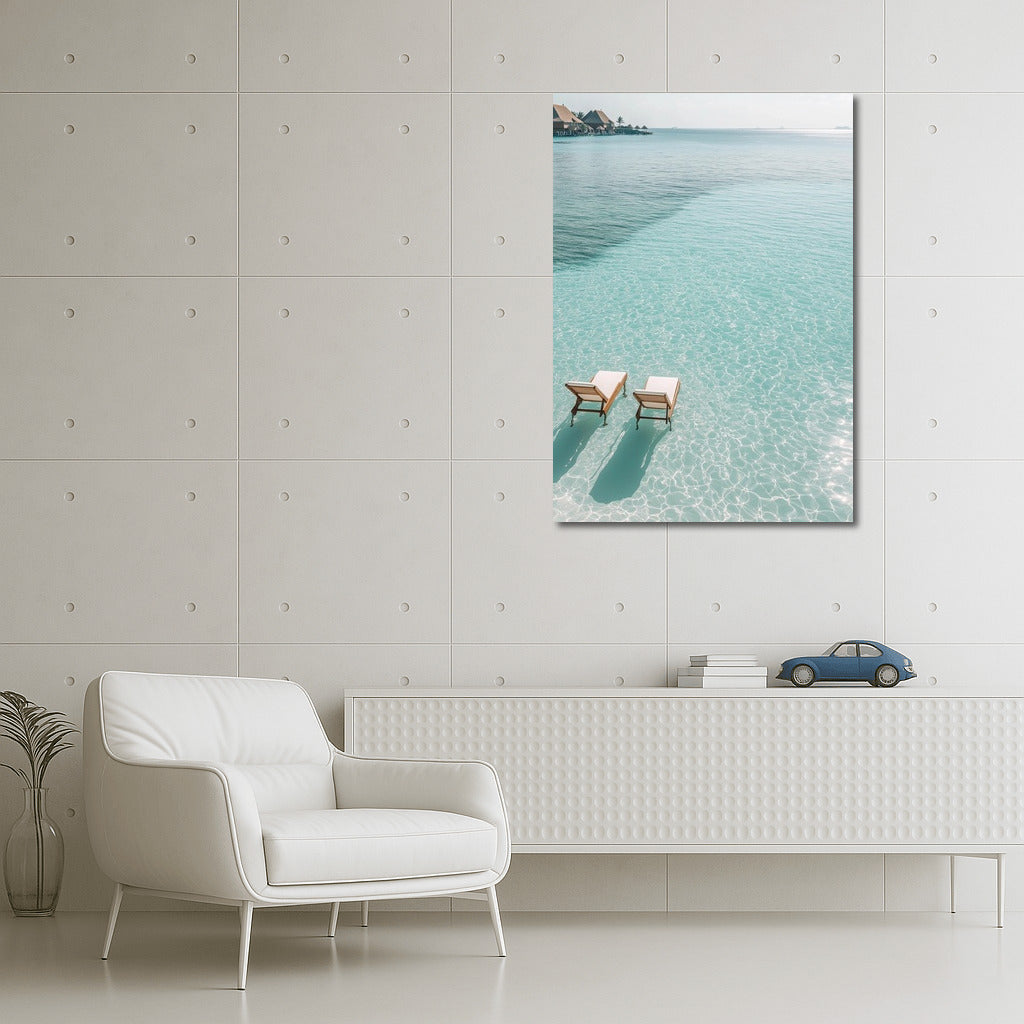 Harmony of Sunbeds at the Water Border