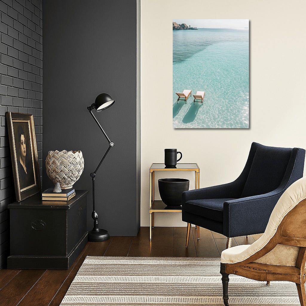 Harmony of Sunbeds at the Water Border