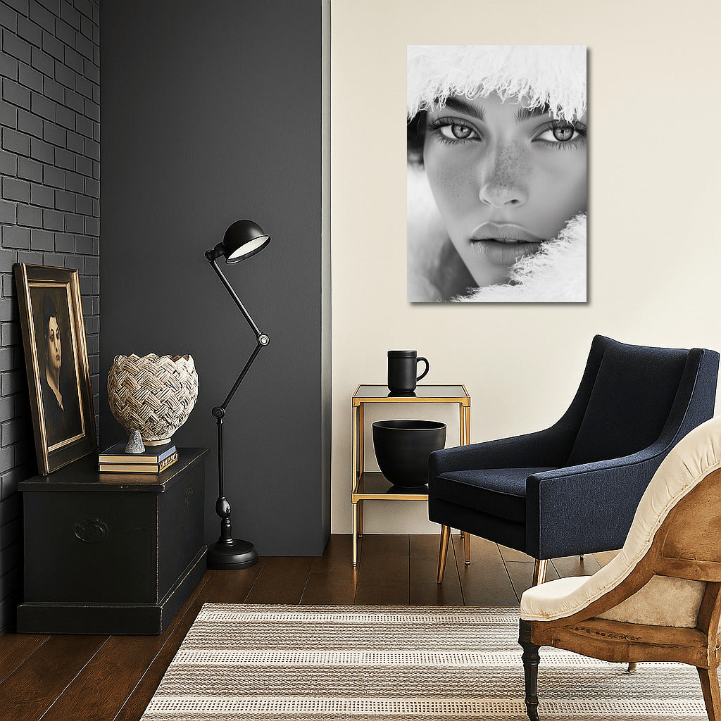 Mystical Gaze in the Snow-White Veil