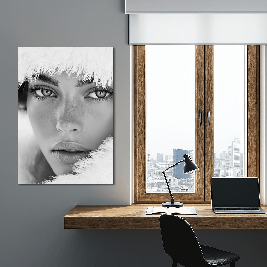 Mystical Gaze in the Snow-White Veil