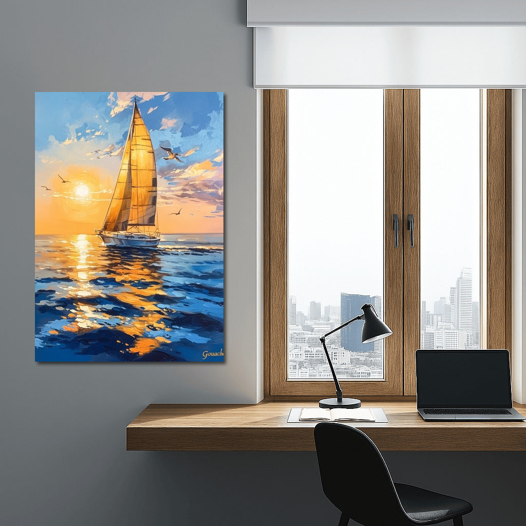 Sailboat at Sunset: Symphony of Freedom