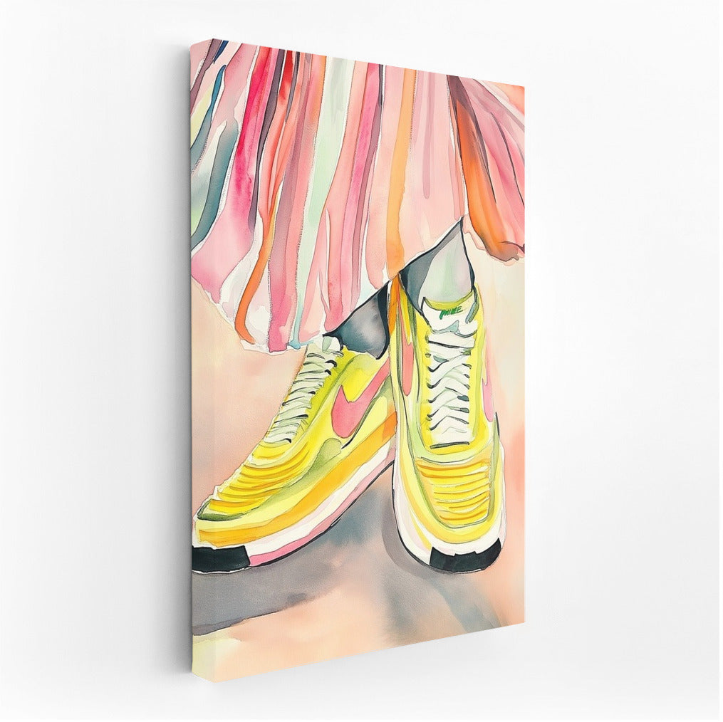 Sneakers Dance in Watercolor Waves