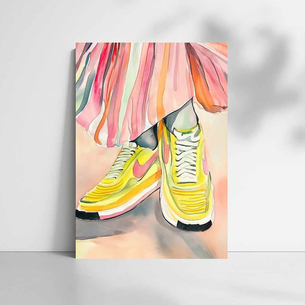 Sneakers Dance in Watercolor Waves