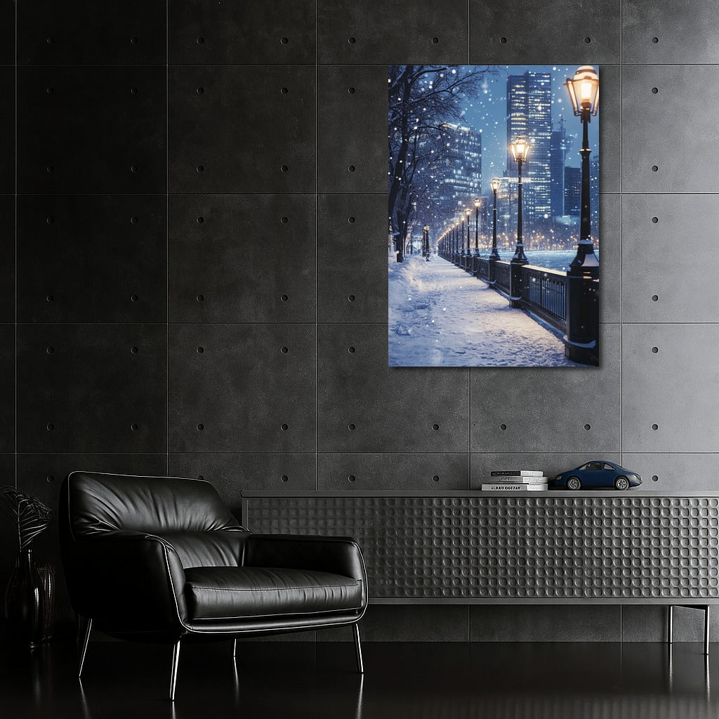 Lanterns in the Embrace of a Snowy Night