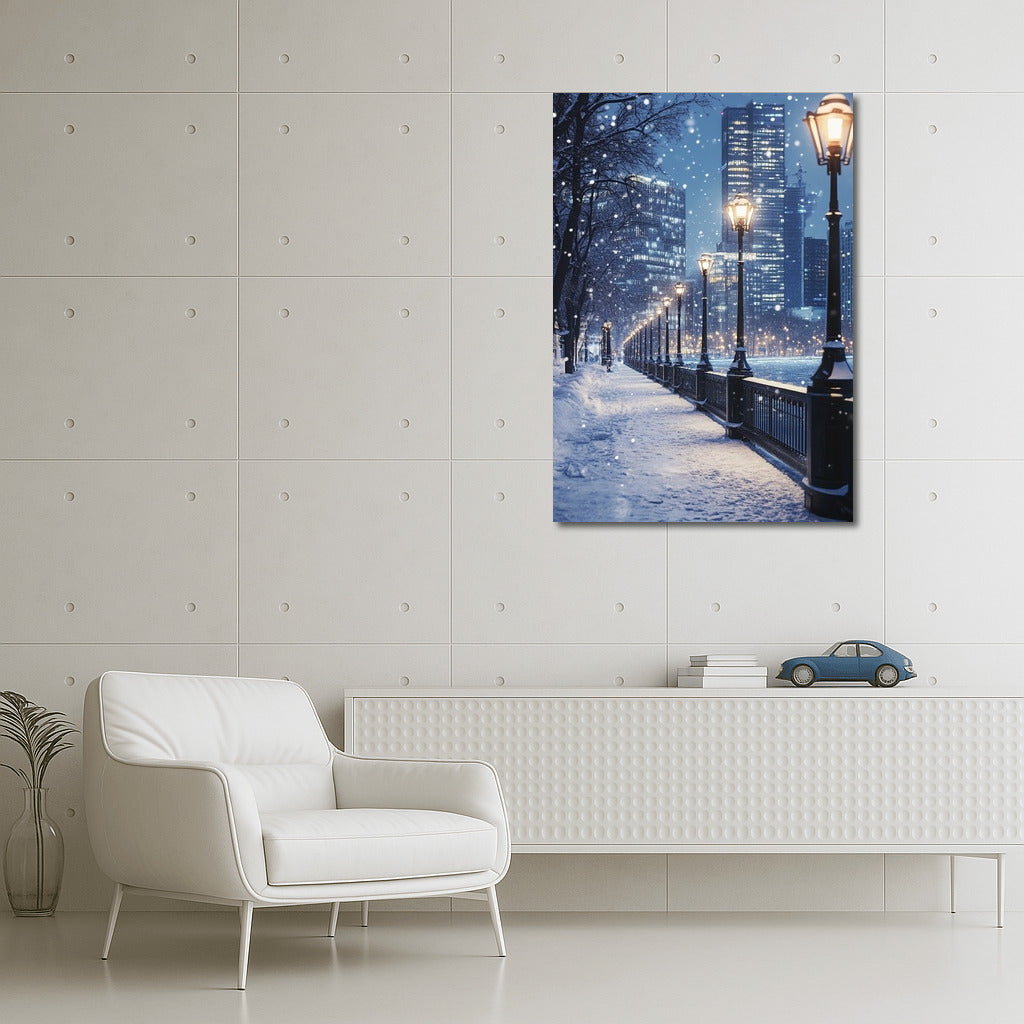 Lanterns in the Embrace of a Snowy Night