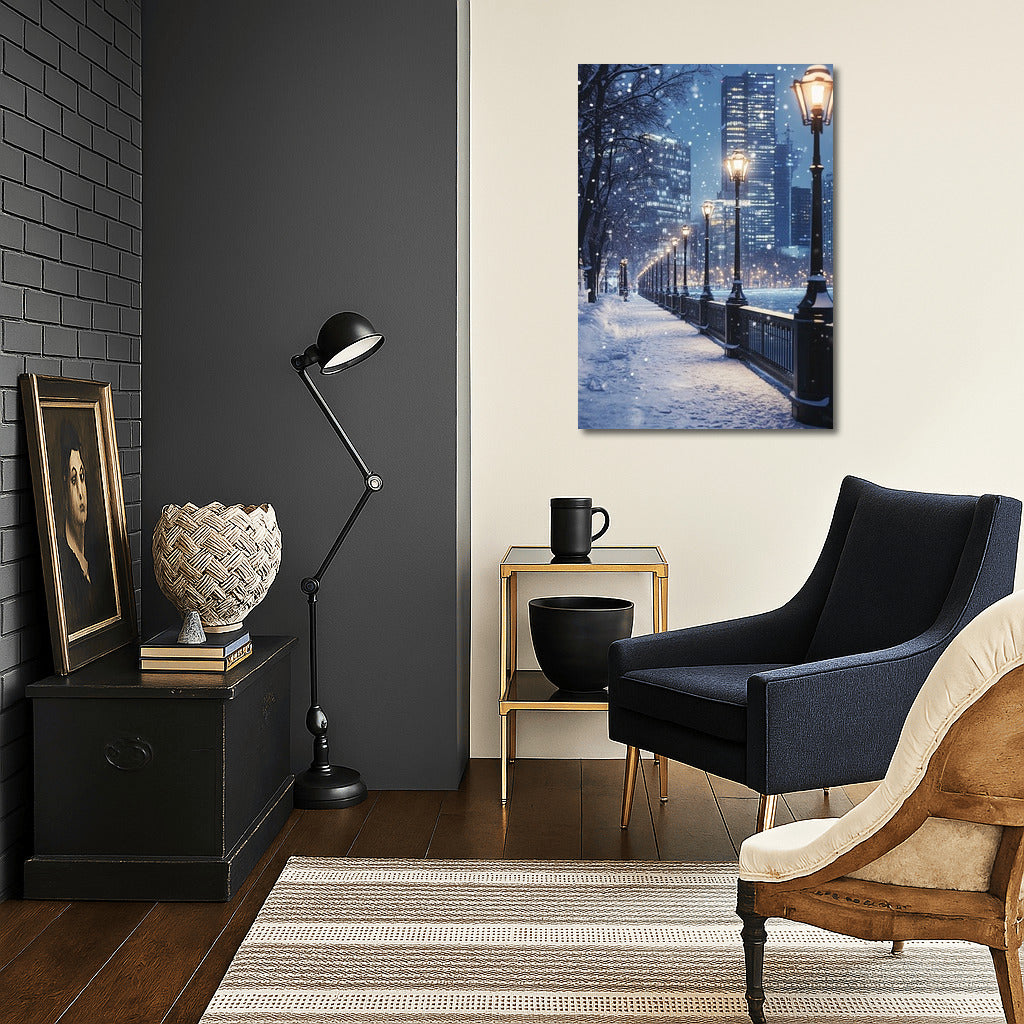 Lanterns in the Embrace of a Snowy Night