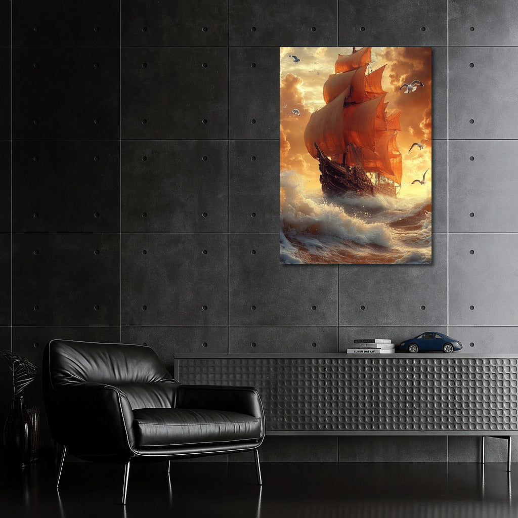 Wind of Wanderings: Sailboat among Storm Waves