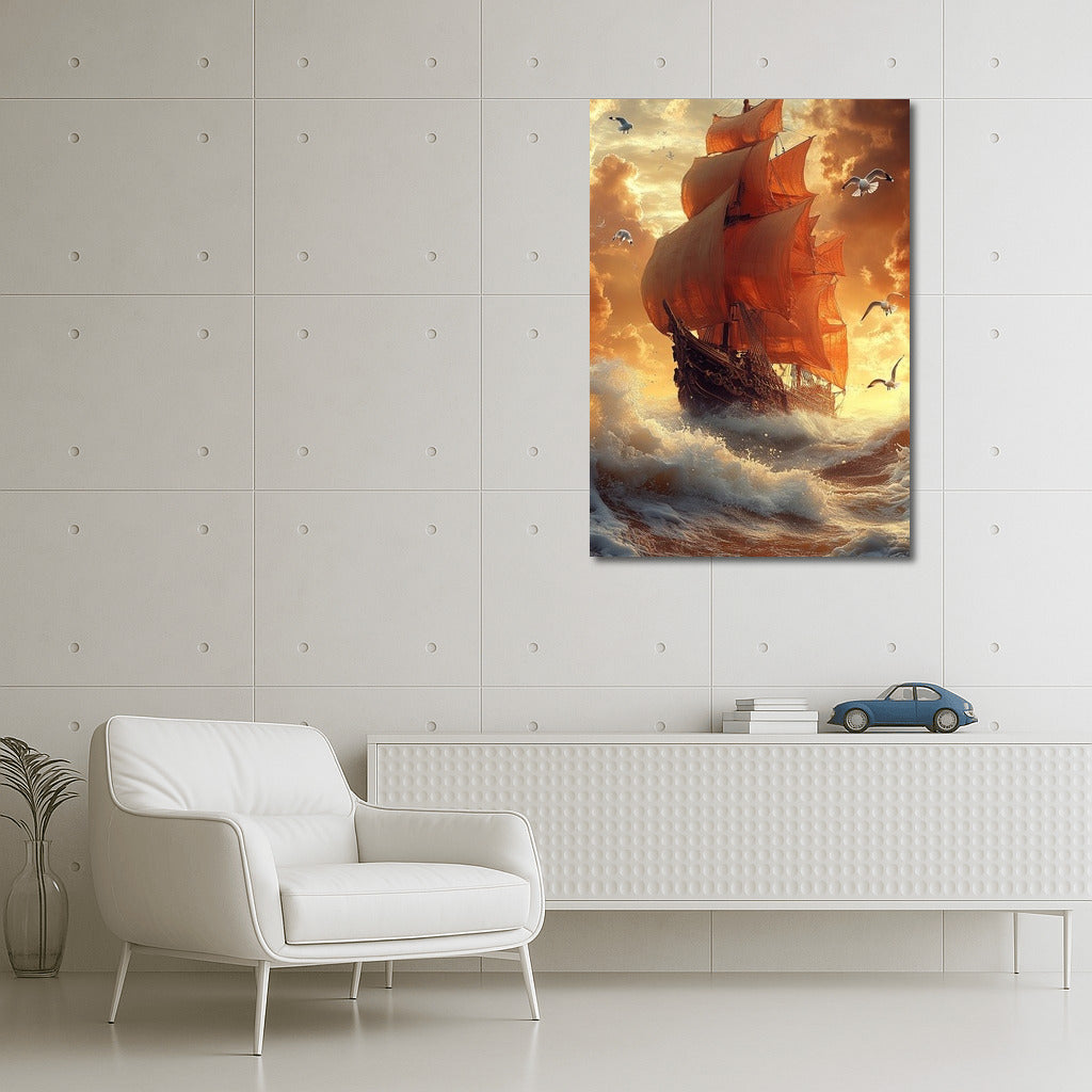 Wind of Wanderings: Sailboat among Storm Waves