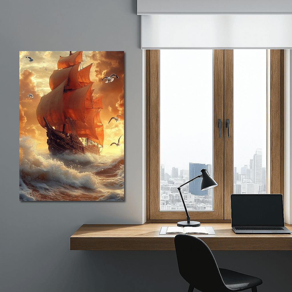 Wind of Wanderings: Sailboat among Storm Waves