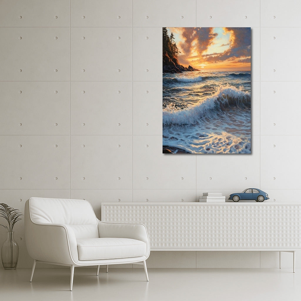 Shine of the Waves at Sunset