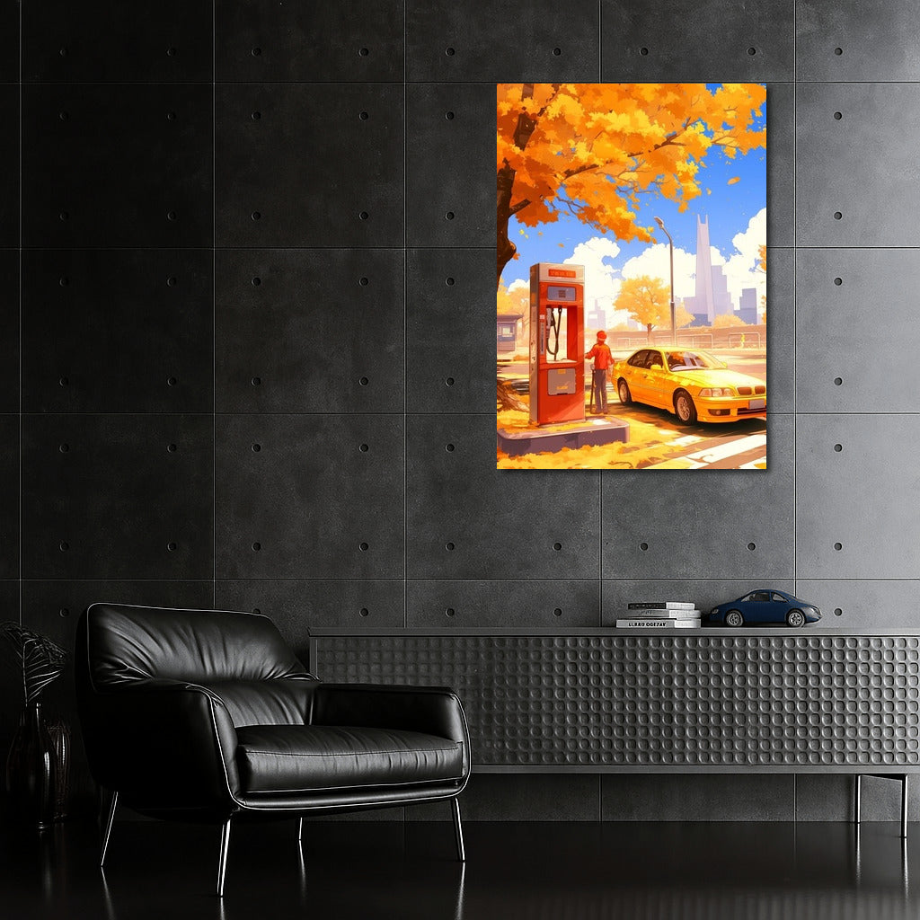 Golden Symphony of Autumn: The Girl and the Yellow BMW