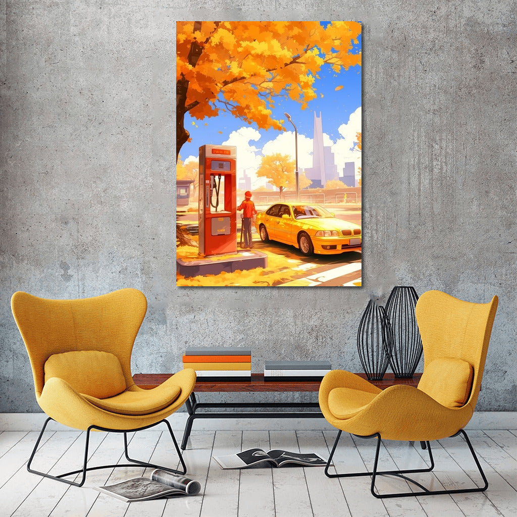 Golden Symphony of Autumn: The Girl and the Yellow BMW