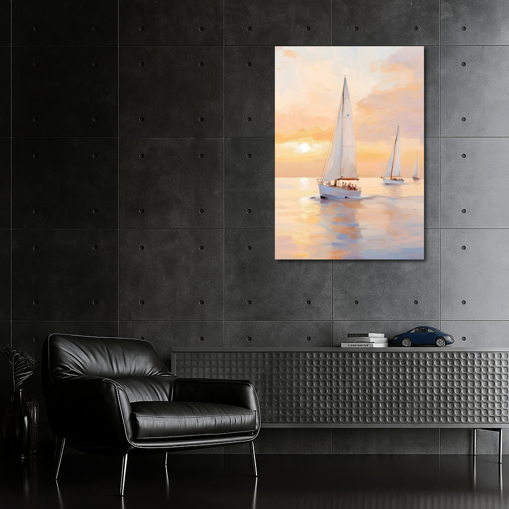 Sailboats in the Sunset's Embrace