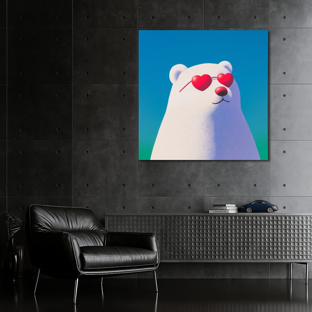 Polar Romantic: Polar Bear in Love Glasses