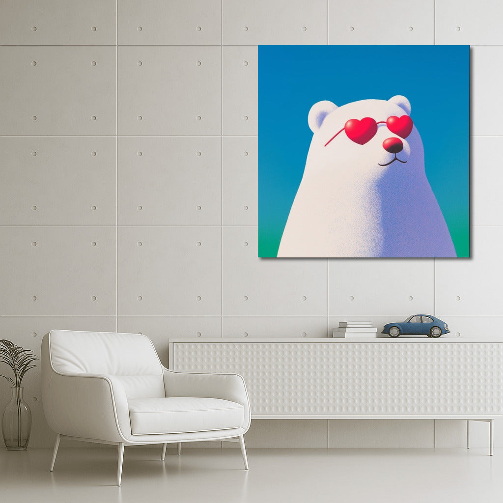 Polar Romantic: Polar Bear in Love Glasses