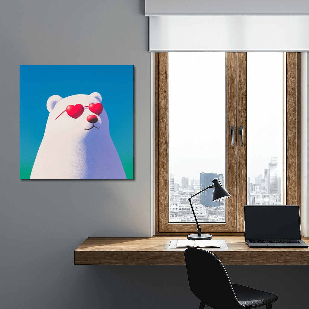 Polar Romantic: Polar Bear in Love Glasses