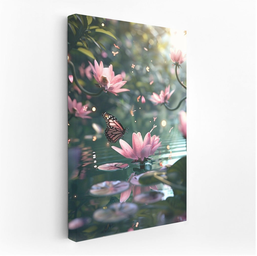 Dance of wings among lilies