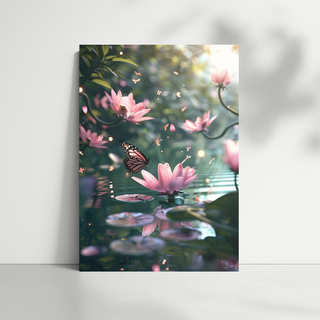 Dance of wings among lilies