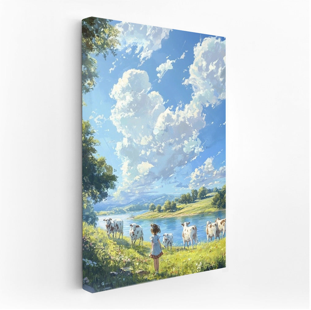 Pastoral Symphony: Girl and Cows under the Clouds