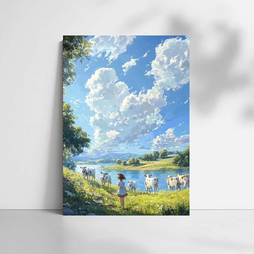 Pastoral Symphony: Girl and Cows under the Clouds