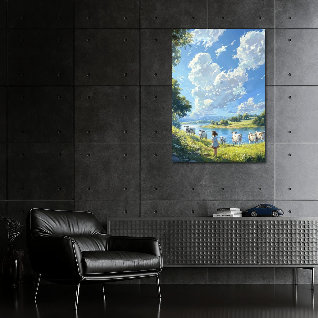 Pastoral Symphony: Girl and Cows under the Clouds