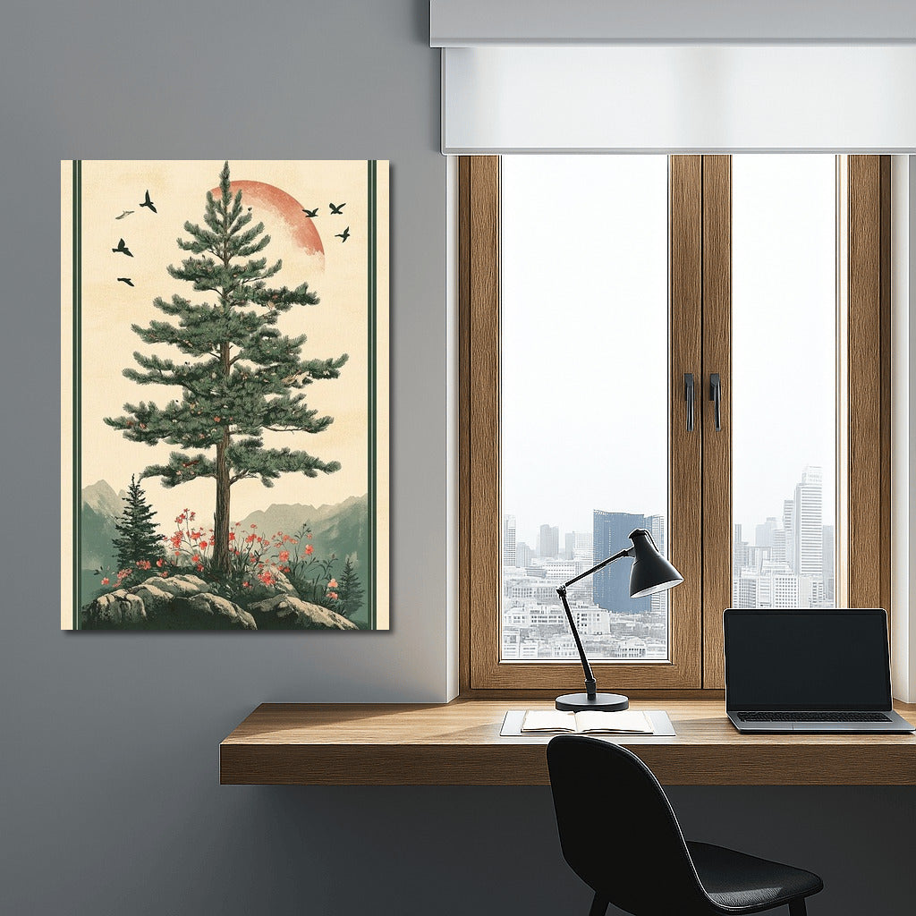 Pine in the Embrace of the Scarlet Sun