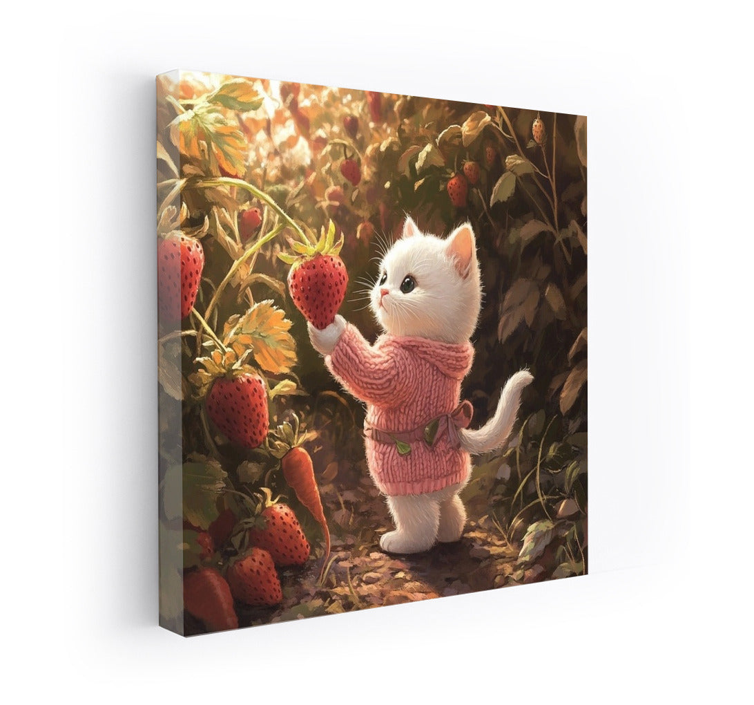 Strawberry Sweater: Kitten in the Summer Garden