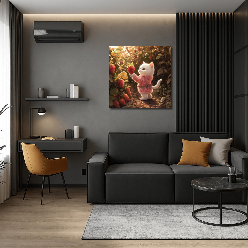 Strawberry Sweater: Kitten in the Summer Garden