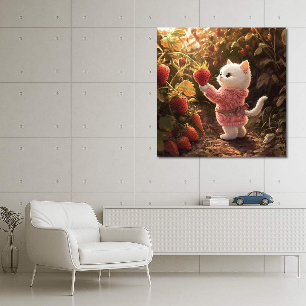 Strawberry Sweater: Kitten in the Summer Garden