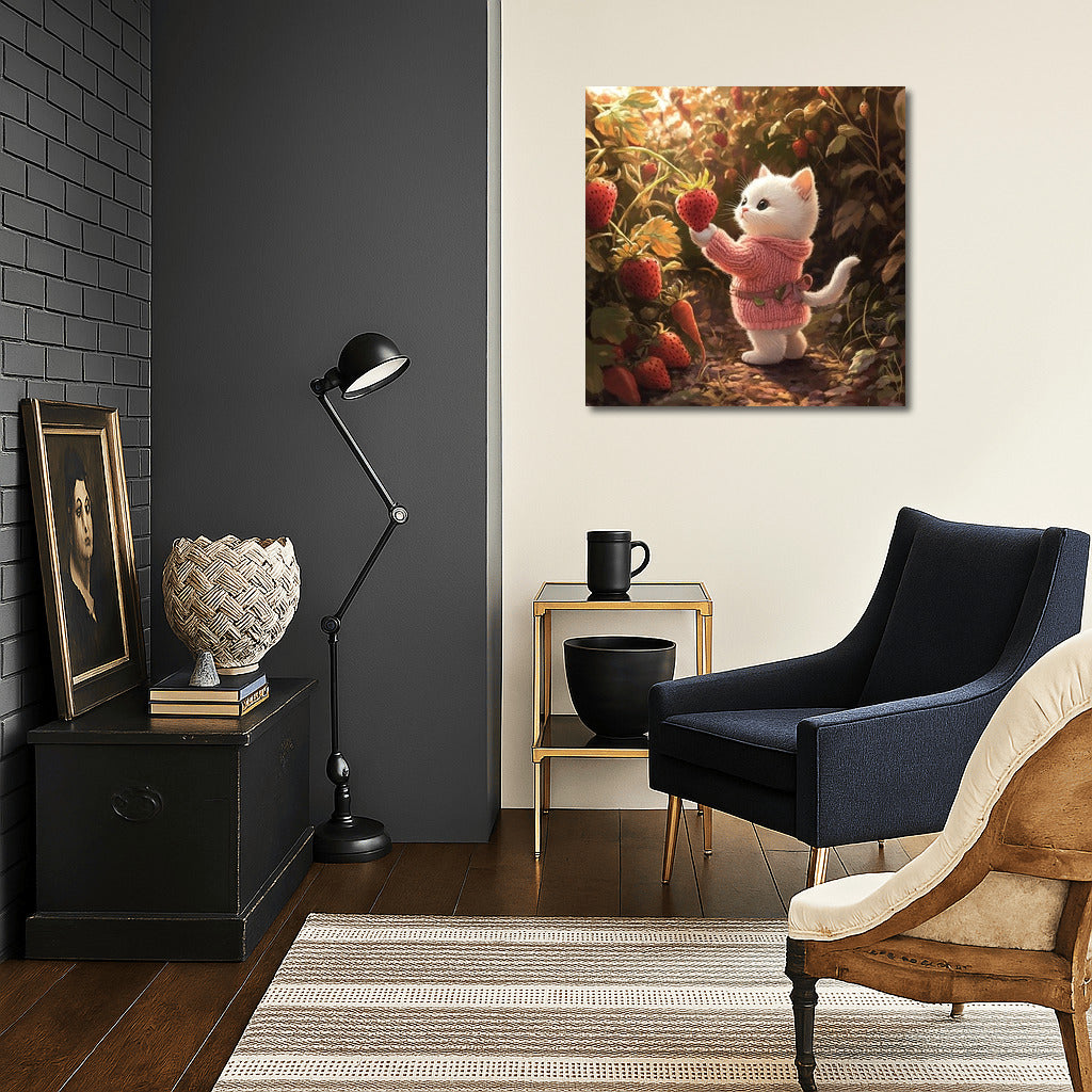 Strawberry Sweater: Kitten in the Summer Garden