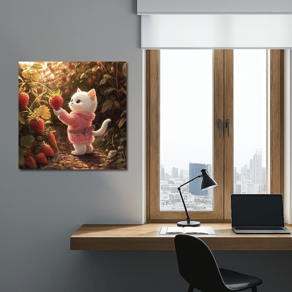 Strawberry Sweater: Kitten in the Summer Garden