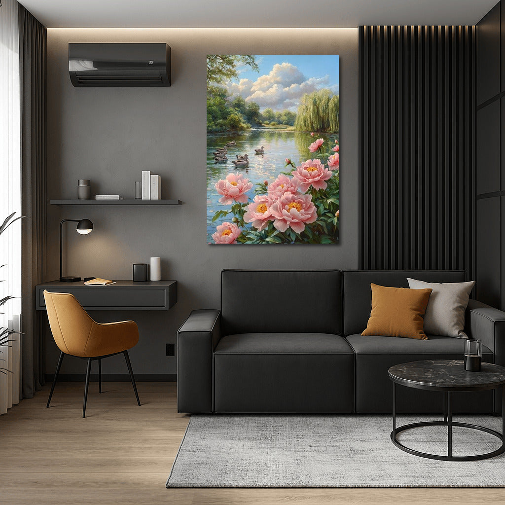 Peony Symphony by the River Bank