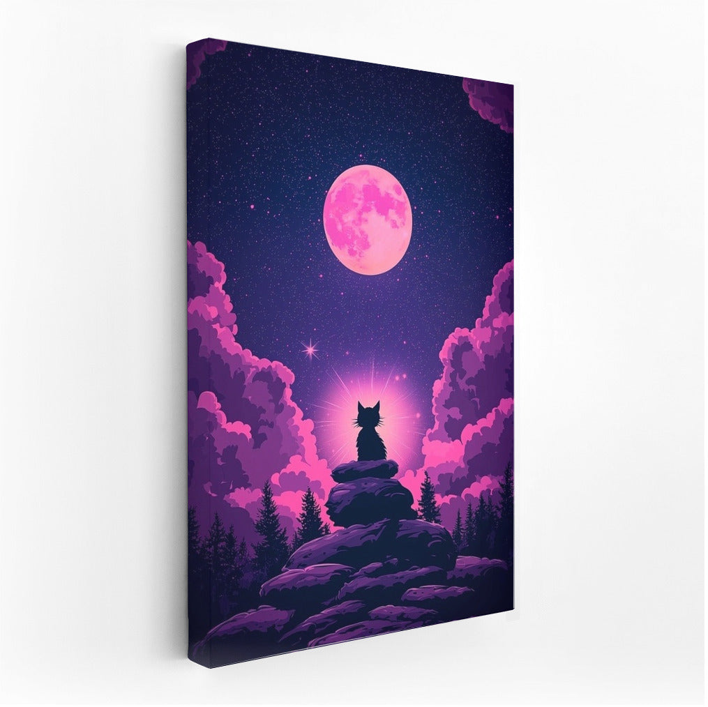 Moon Cat: Star Dance Under Pink Light