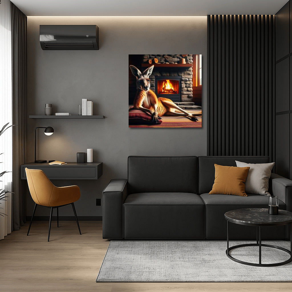 Cozy Kangaroo by the Fireplace at Mountain Hut